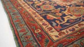 Persian Rug Heriz Handmade Area Tribal Vintage 12'5"x17'9" (12x18) Red Green Blue Geometric Design #30614