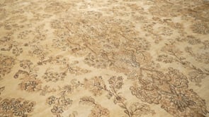 Persian Rug Kerman Handmade Area Antique Neutral 10'1"x17'0" (10x17) Whites/Beige Floral Design #31515