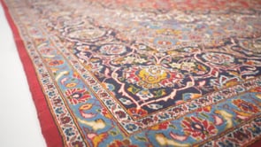Persian Rug Kashan Handmade Area Traditional 11'3"x16'4" (11x16) Red Blue Toranj Mehrab Floral Design #31541