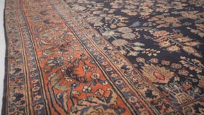 Persian Rug Mohajeran Sarouk Handmade Area Antique Traditional 12'5"x19'10" (12x20) Blue Red Floral Design #31803