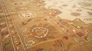 Oriental Rug Turkish Handmade Area Transitional 12'2"x16'0" (12x16) Whites/Beige Floral Oushak Design #34535