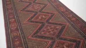 Persian Rug Quchan Handmade Runner Tribal 4'0"x15'6" (4x16) Red Blue Geometric Design #34709