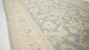 Oriental Rug Pakistani Handmade Runner Transitional Neutral 4'2"x10'7" (4x11) Whites/Beige Blue Floral Oushak Design #35630