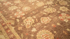 Oriental Rug Pakistani Handmade Area Transitional 11'9"x17'10" (12x18) Whites/Beige Brown Floral Oushak Design #35657