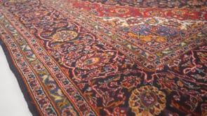 Persian Rug Kashan Handmade Area Traditional 10'0"x13'3" (10x13) Red Blue Toranj Mehrab Floral Design #35819