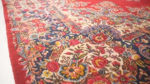 Persian Rug Kerman Handmade Area Traditional 10'0"x14'0" (10x14) Red Open Field Floral Design #35820