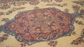 Persian Rug Kerman Handmade Area Traditional Vintage 10'7"x21'6" (11x22) Whites/Beige Pink Blue Open Field Floral Design #36052