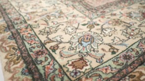 Persian Rug Tabriz Handmade Area Traditional Neutral 11'10"x18'0" (12x18) Whites/Beige Pink Floral Design #32461