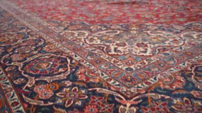 Persian Rug Kashan Handmade Area Traditional 12'2"x15'8" (12x16) Red Blue Toranj Mehrab Floral Design #32714