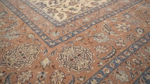 Persian Rug Nain Handmade Area Traditional 14'1"x22'10" (14x23) Whites/Beige Brown Blue Floral Design #33989