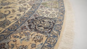 Persian Rug Nain Handmade Round Traditional 14'8"x14'8" (15x15) Whites/Beige Blue Floral Design #34105