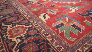 Persian Rug Heriz Handmade Area Tribal 11'3"x16'5" (11x16) Red Green Geometric Design #34434