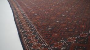 Persian Rug Yamoud Handmade Area Tribal Vintage 6'11"x11'7" (7x12) Blue Red Geometric Design #35831