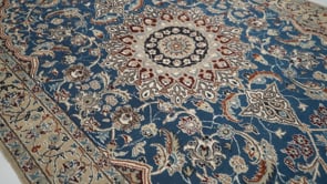 Persian Rug Nain Handmade Area Traditional 4'2"x6'7" (4x7) Blue Whites/Beige Floral Design #36139