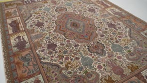 Persian Rug Tabriz Handmade Area Traditional 5'0"x6'7" (5x7) Pink Purple Whites/Beige Naghsh Historical Design #35932