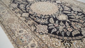 Persian Rug Nain Handmade Area Traditional 4'1"x6'5" (4x6) Blue Whites/Beige Floral Design #35984