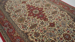 Persian Rug Qum Handmade Area Traditional 4'5"x6'7" (4x7) Whites/Beige Red Floral Design #35948