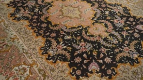 Persian Rug Tabriz Handmade Area Traditional 5'0"x6'7" (5x7) Pink Black Naghsh Floral Design #35873