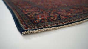 Persian Rug Kashan Handmade Area Antique Traditional 4'2"x6'8" (4x7) Red Blue Toranj Mehrab Floral Design #36015