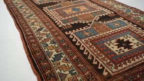 Caucasian Rug Shirvan Handmade Area Antique Tribal 3'9"x6'11" (4x7) Blue Geometric Design #35980