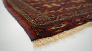 Persian Rug Yamoud Handmade Area Tribal Vintage 4'2"x5'8" (4x6) Red Geometric Design #35800