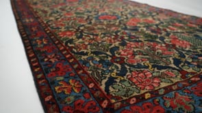 Persian Rug Bakhtiari Handmade Runner Antique Tribal 3'7"x12'7" (4x13) Whites/Beige Pink Blue Garden Design #34875