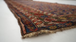 Persian Rug Kurdistan Handmade Runner Antique Tribal 3'6"x16'4" (4x16) Blue Multi-color Floral Design #35824