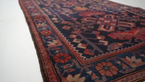 Persian Rug Bakhtiari Handmade Runner Tribal Vintage 3'2"x8'6" (3x9) Blue Red Geometric Design #30296