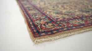Persian Rug Yazd Handmade Runner Traditional 3'1"x11'0" (3x11) Whites/Beige Blue Red Floral Design #27046