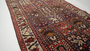 Persian Rug Bakhtiari Handmade Runner Tribal Vintage 3'7"x10'5" (4x10) Red Multi-color Garden Design #18847