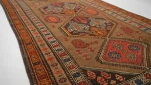 Persian Rug Bijar Handmade Area Antique Traditional 3'4"x8'0" (3x8) Whites/Beige Yellow/Gold Blue Paisley/Boteh Design #32248