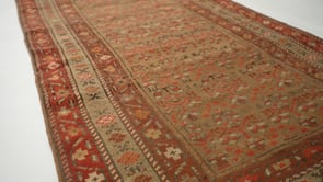 Persian Rug Kurdistan Handmade Area Tribal Vintage 3'7"x7'7" (4x8) Whites/Beige Brown Red Floral Design #27222