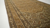 Persian Rug Malayer Handmade Runner Vintage Neutral 3'6"x10'0" (4x10) Whites/Beige Brown Herati Design #31689