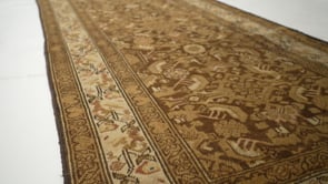 Persian Rug Malayer Handmade Runner Vintage Neutral 3'3"x17'1" (3x17) Brown Whites/Beige Herati Design #27111