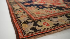 Caucasian Rug Gharabagh Handmade Runner Tribal 4'0"x12'1" (4x12) Red Whites/Beige Blue Geometric Design #35979