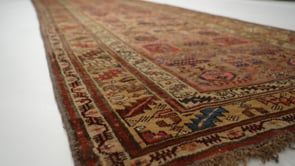 Persian Rug Bijar Handmade Runner Vintage Traditional 3'7"x14'4" (4x14) Whites/Beige Red Geometric Design #25334