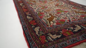 Persian Rug Bijar Handmade Runner Traditional 3'0"x13'5" (3x13) Whites/Beige Brown Red Animals Floral Design #35094