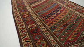 Caucasian Rug Shirvan Handmade Runner Tribal Vintage 3'4"x11'8" (3x12) Red Bokhara Elephant Foot Design #32628