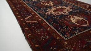 Persian Rug Heriz Handmade Runner Vintage Tribal 3'1"x14'8" (3x15) Red Blue Geometric Design #34044