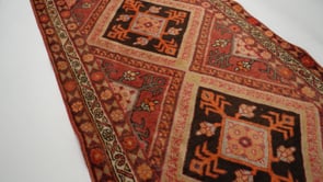 Persian Rug Heriz Handmade Runner Vintage Tribal 3'4"x12'2" (3x12) Red Open Field Floral Design #18141