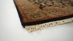 Oriental Rug Indian Handmade Runner Transitional 3'1"x8'9" (3x9) Black Whites/Beige Jaipur Floral Design #33558