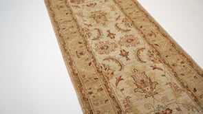 Oriental Rug Pakistani Handmade Runner Transitional 2'8"x6'8" (3x7) Whites/Beige Geometric Heriz Design #35319