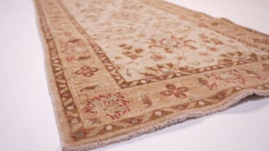 Oriental Rug Pakistani Handmade Runner Transitional Neutral 2'8"x9'4" (3x9) Whites/Beige Floral Oushak Design #35440