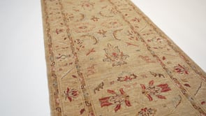 Oriental Rug Pakistani Handmade Runner Transitional Neutral 2'9"x9'10" (3x10) Whites/Beige Floral Oushak Design #35461