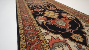 Oriental Rug Pakistani Handmade Runner Transitional Tribal 2'9"x10'1" (3x10) Black Red Geometric Serapi Design #35363