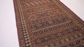 Caucasian Rug Azerbaijan Handmade Runner Tribal Tribal 2'3"x7'6" (2x8) Brown Blue Geometric Design #32717