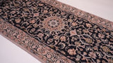 Oriental Rug Indian Handmade Runner Traditional 2'4"x10'1" (2x10) Whites/Beige Blue Floral Nain Design #14778