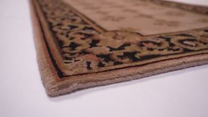 Oriental Rug Indian Handmade Runner Transitional 2'8"x9'10" (3x10) Whites/Beige Black Jaipur Geometric Design #21226