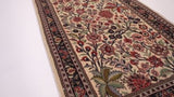 Persian Rug Qum Handmade Runner Traditional 2'3"x8'0" (2x8) Whites/Beige Floral Design #26412