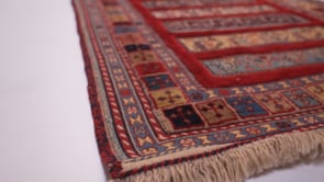 Caucasian Rug Azerbaijan Handmade Runner Tribal 2'10"x9'7" (3x10) Red Kilim Animals Geometric Panel Design #31520